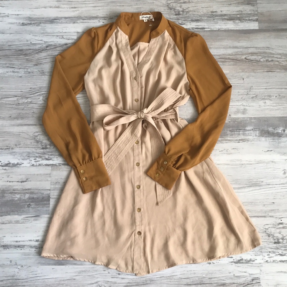 Mustard Dress with Button Detail